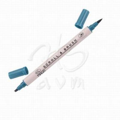Zig Scroll & Brush Çift Çizgi ve Fırça Uçlu Kaligrafi Kalemi-Teal