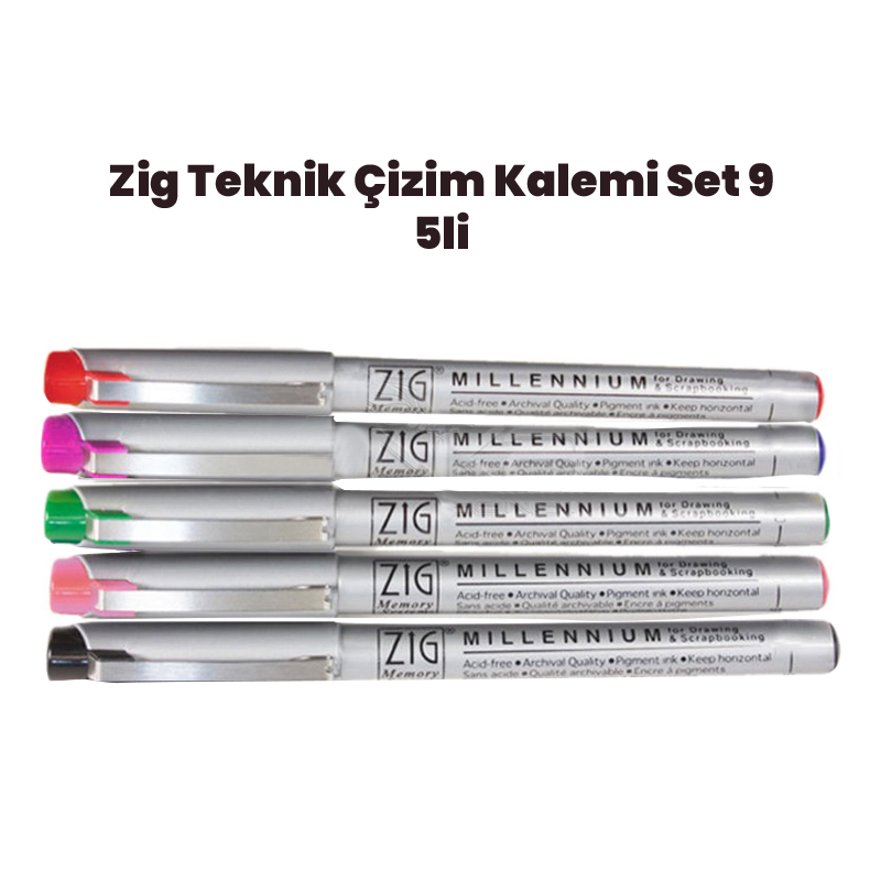 Zig Teknik Çizim Kalem Set 9 5li
