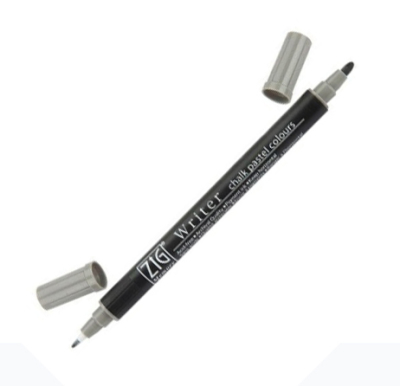 Zig Writer Chalk Pastel Çift Uçlu Marker Kalem 0.5mm & 1.2mm Grey